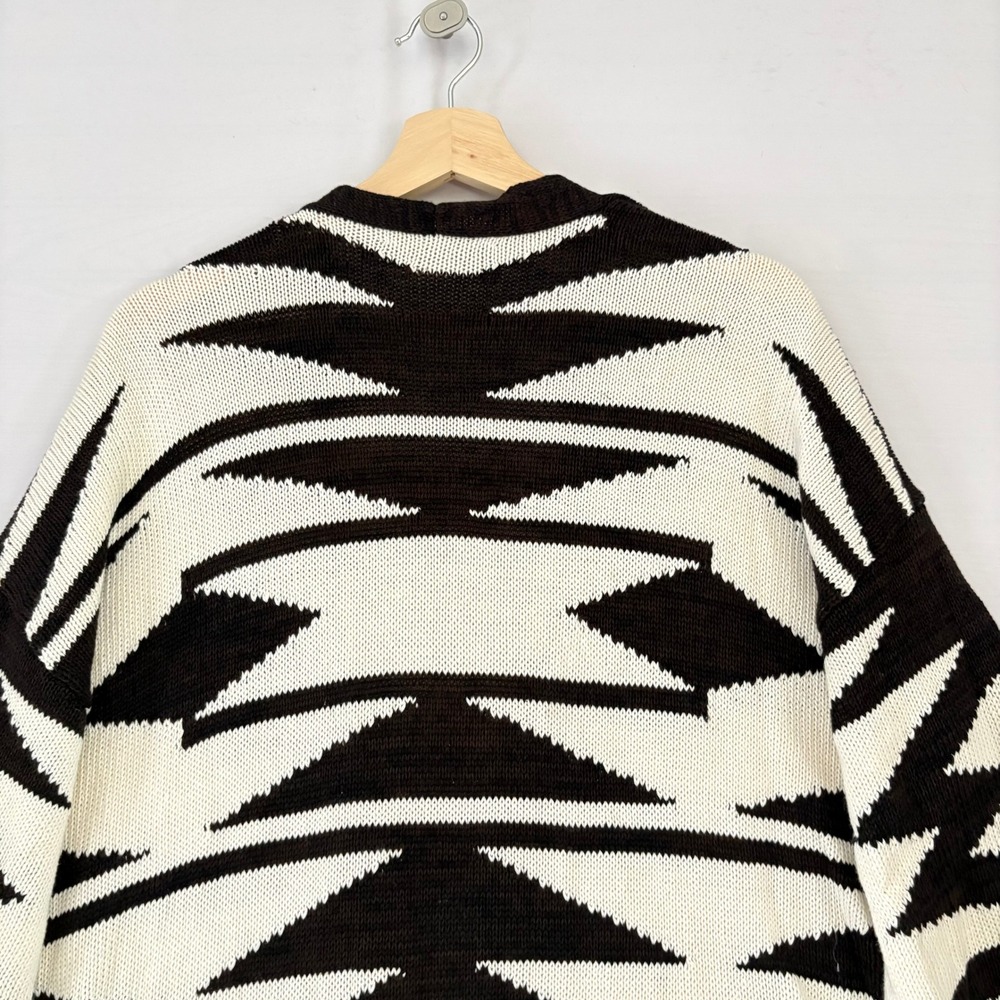 Lauren Ralph Lauren Southwestern Geometric Intarsia Knit Open Cardigan Black XS - Picture 3 of 10